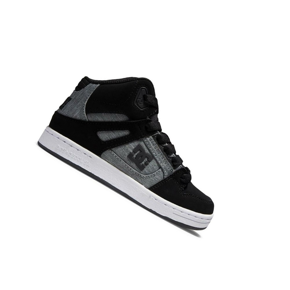 Enfant Black Grey Chaussure Skate DC Pure High-Top - france QVP-0308251