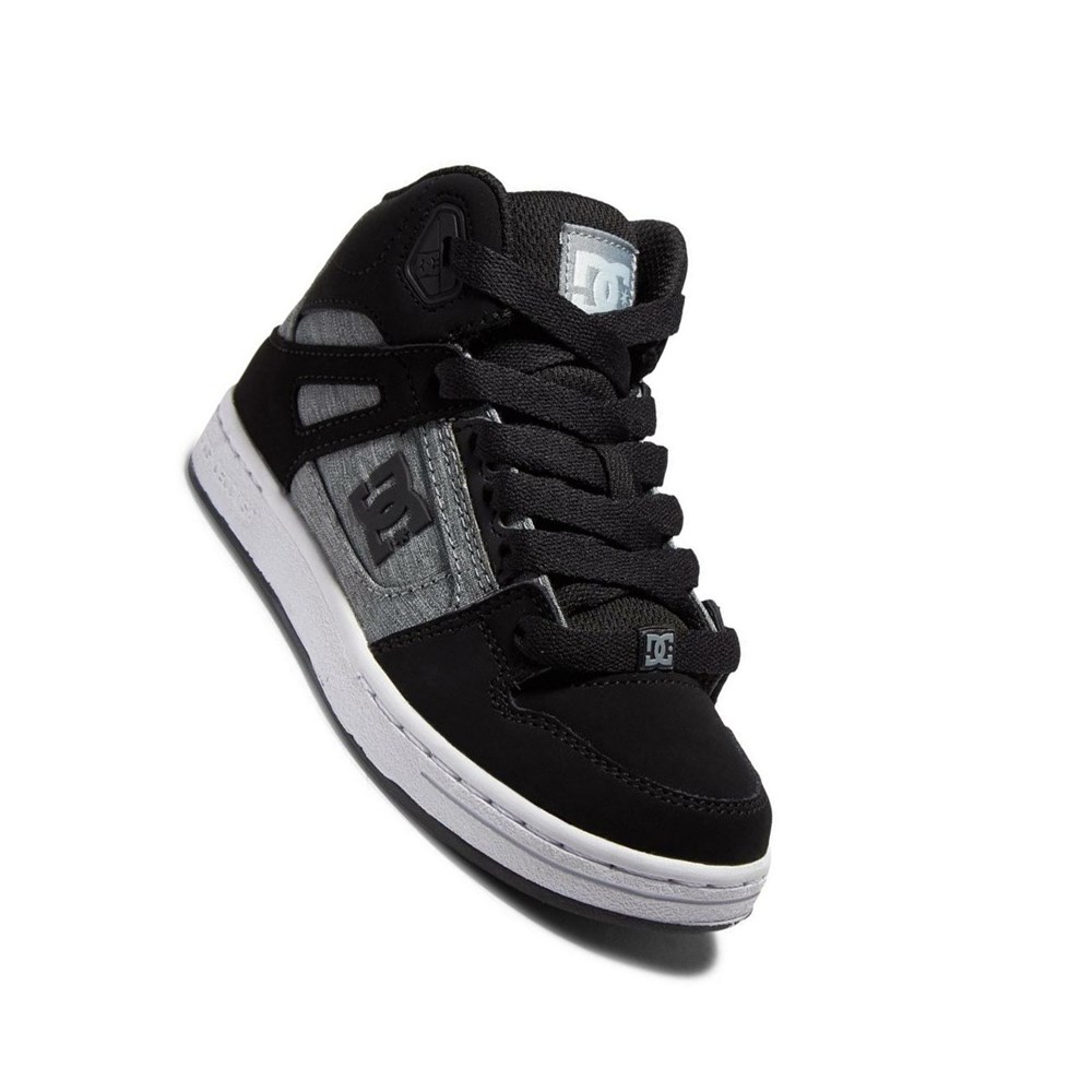 Enfant Black Grey Chaussure Skate DC Pure High-Top - france QVP-0308251