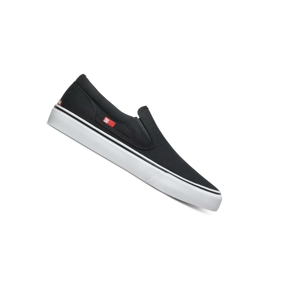 Homme Black White Slip On DC Trase Canvas - france FHM-8135937