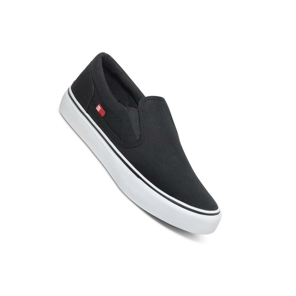 Homme Black White Slip On DC Trase Canvas - france FHM-8135937