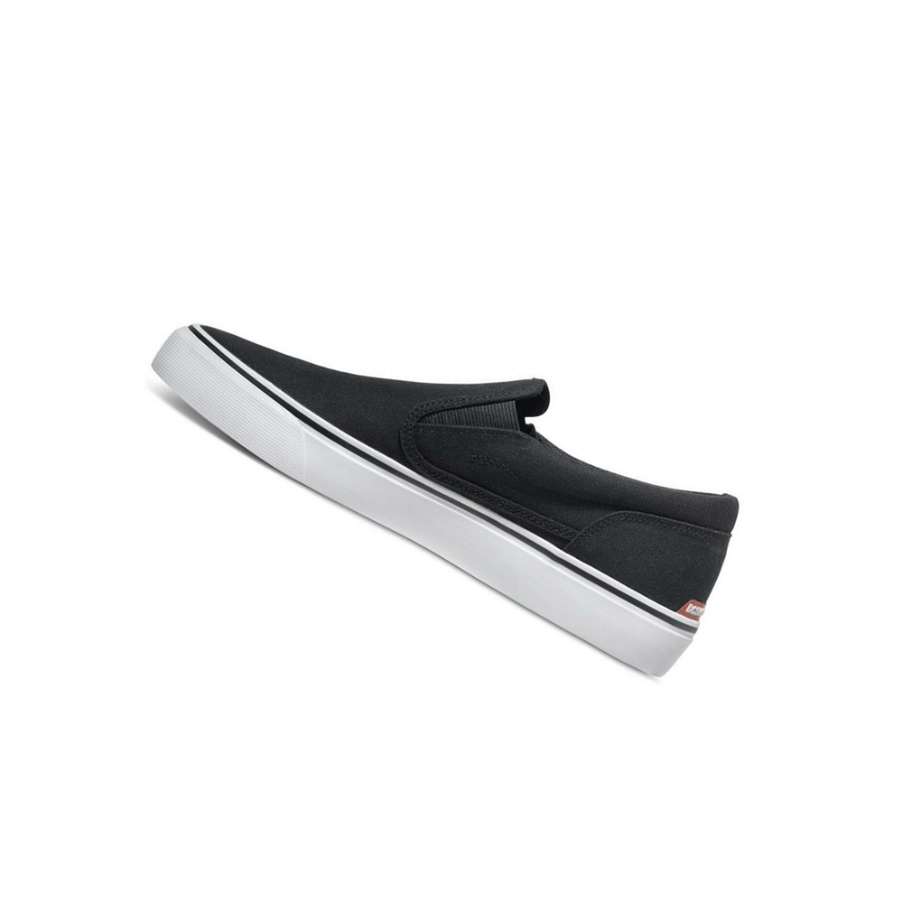 Homme Black White Slip On DC Trase Canvas - france FHM-8135937