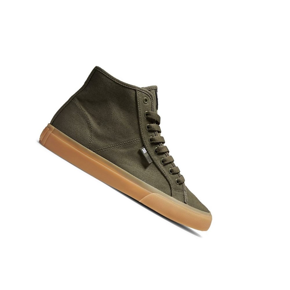 Homme Vert Olive Vert Basket DC Manual High Top Duck Cloth Textile - france ASU-2579484