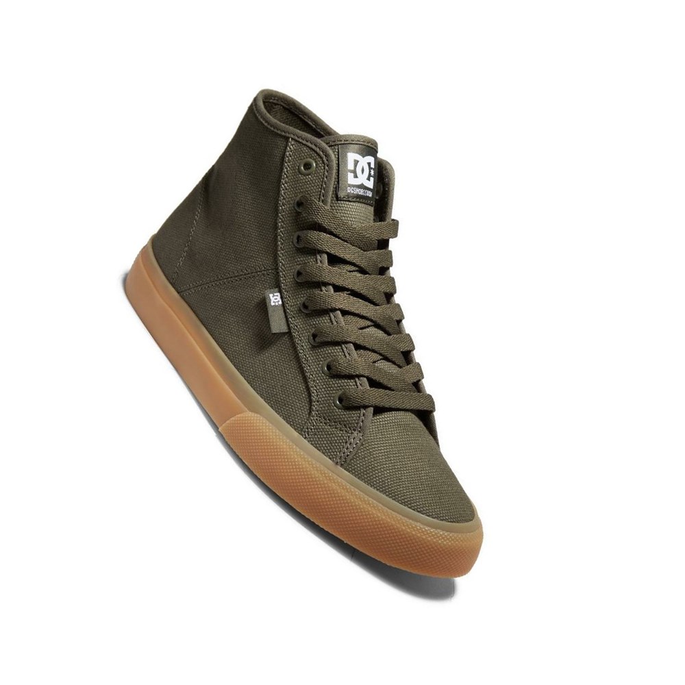 Homme Vert Olive Vert Basket DC Manual High Top Duck Cloth Textile - france ASU-2579484