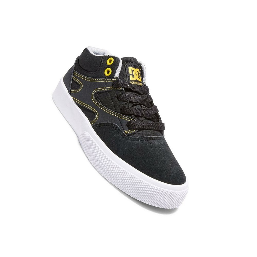 Enfant Grey Yellow Chaussure Skate DC Kalis Vulc Mid - france PGN-6255149