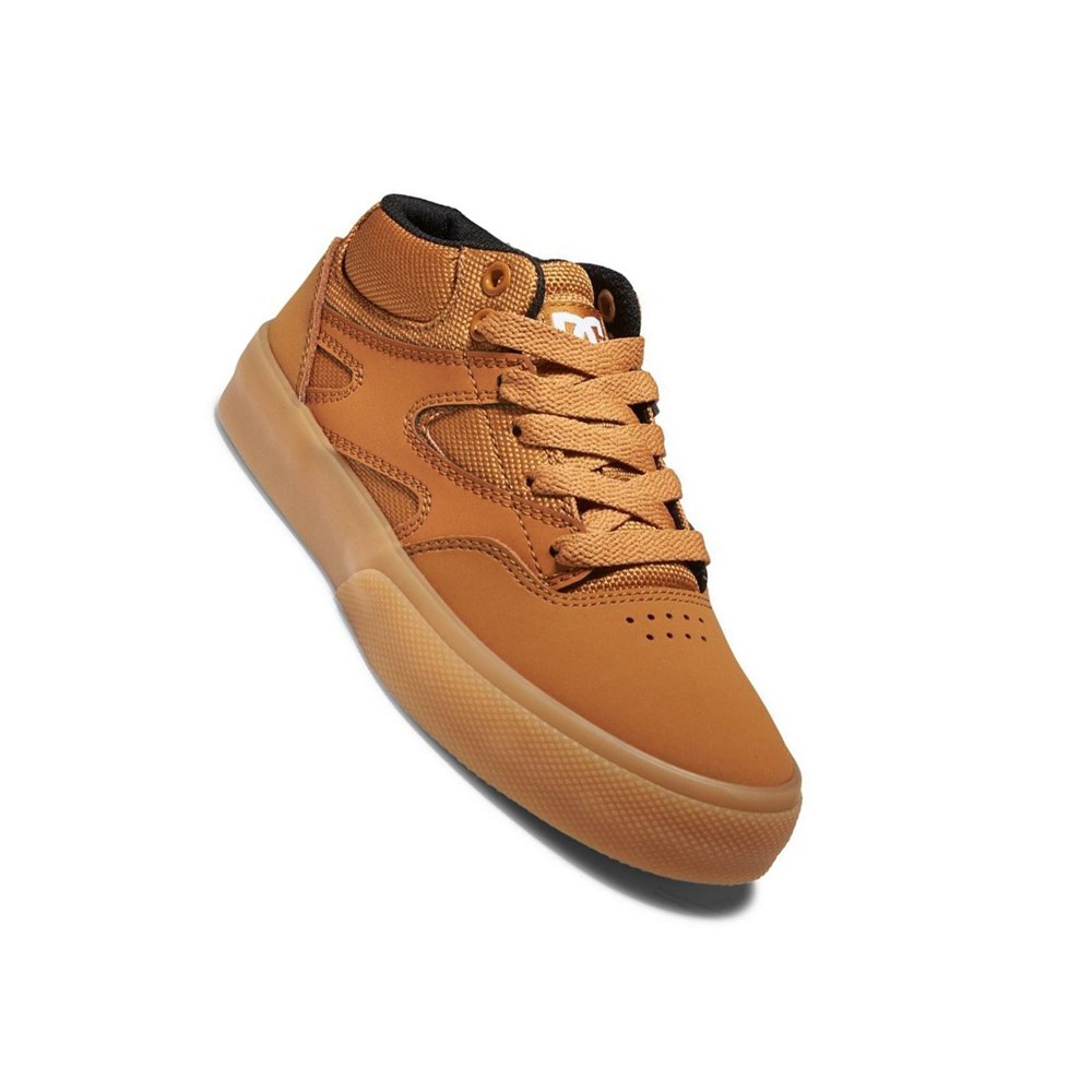 Enfant Marron Chaussure Skate DC Kalis Vulc Mid - france COI-0307858