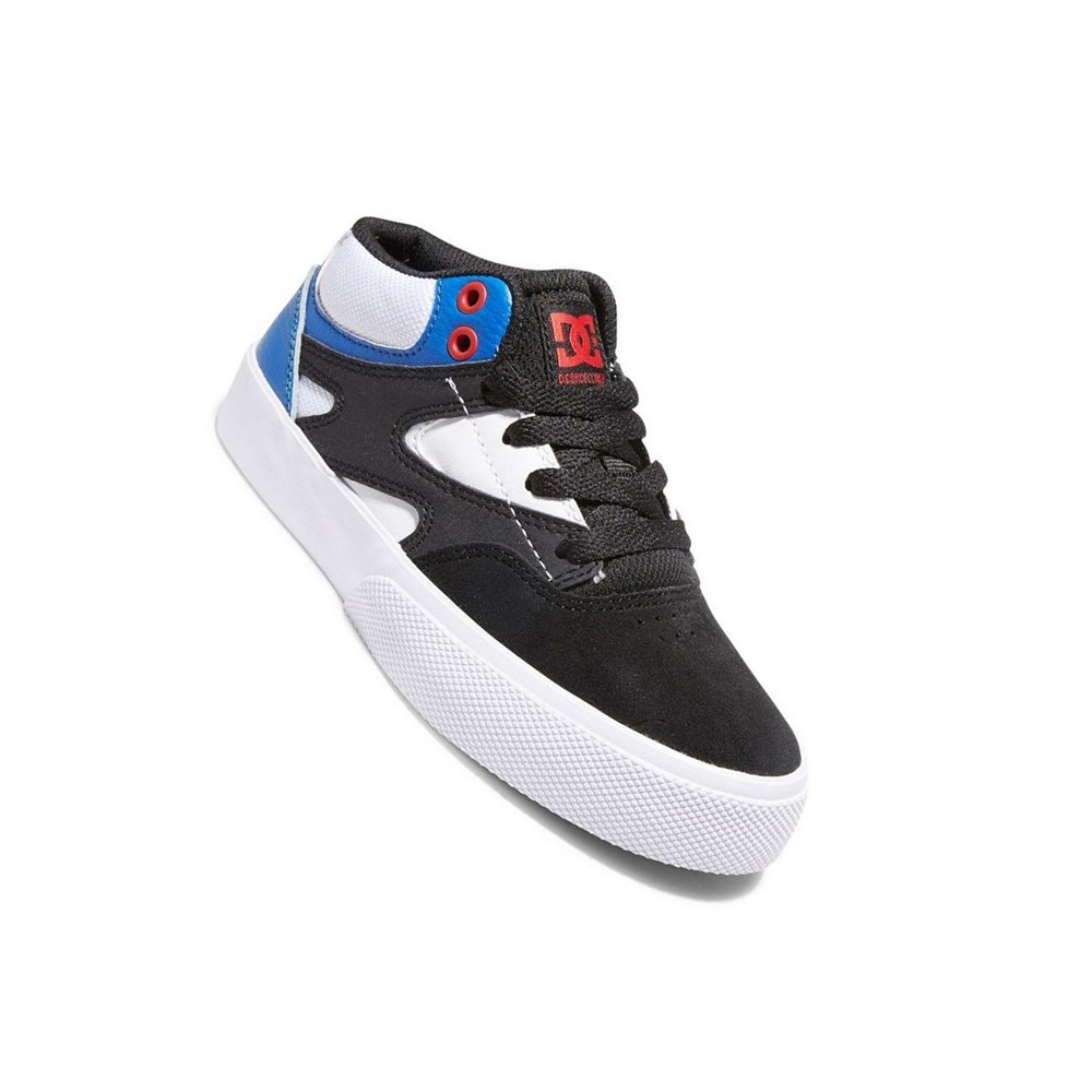 Enfant Black White Red Chaussure Skate DC Kalis Vulc Mid - france LNO-1781868