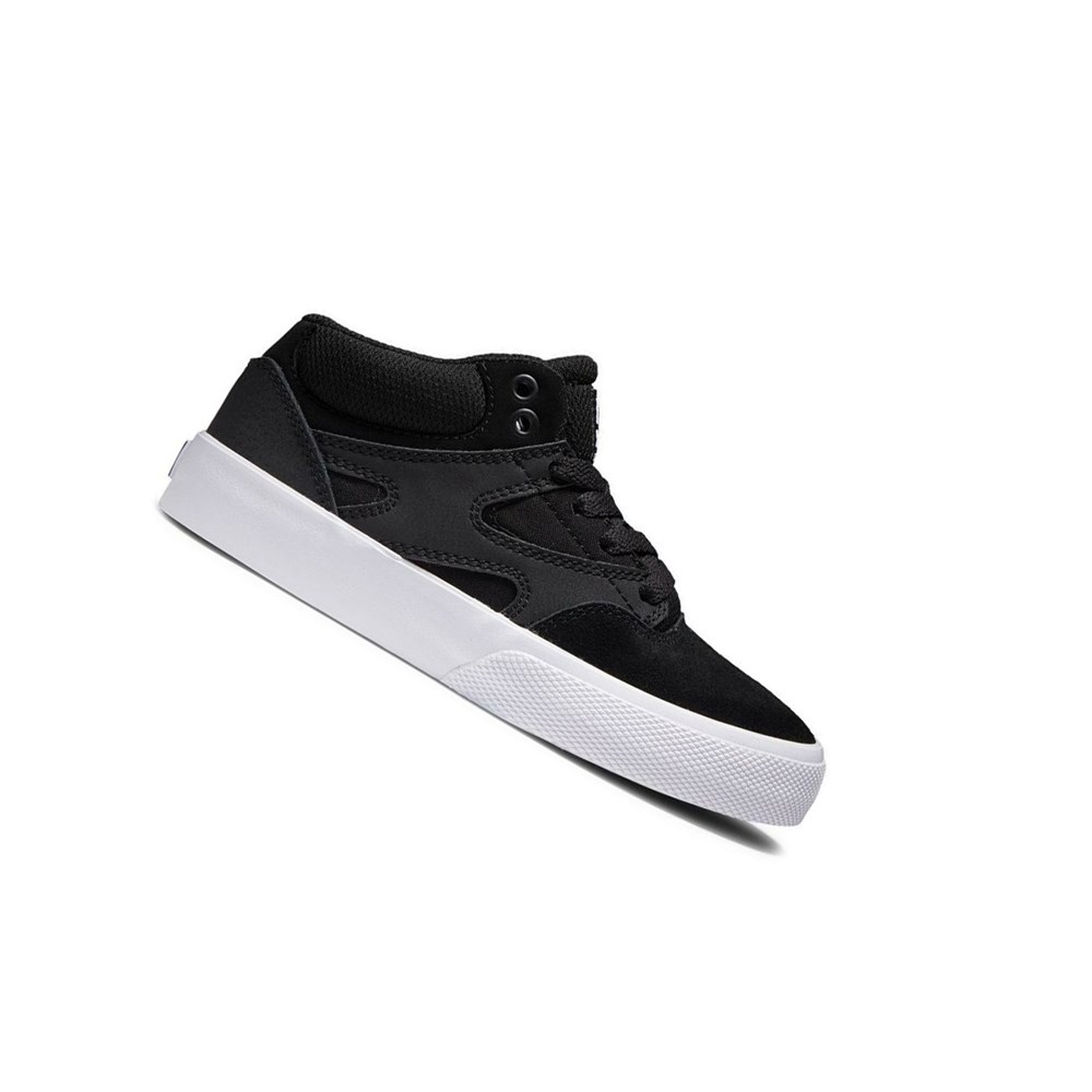 Enfant Black White Chaussure Skate DC Kalis Vulc Mid - france JAW-1047581