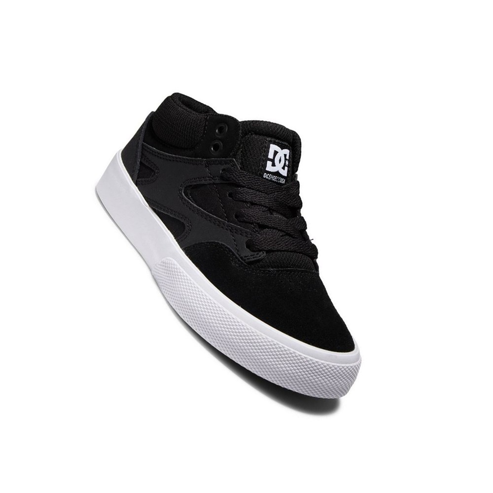 Enfant Black White Chaussure Skate DC Kalis Vulc Mid - france JAW-1047581