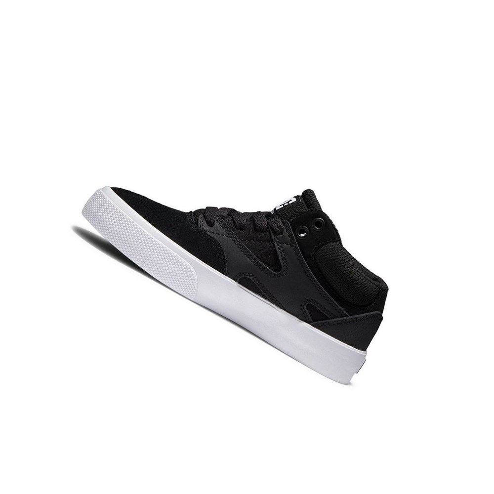 Enfant Black White Chaussure Skate DC Kalis Vulc Mid - france JAW-1047581