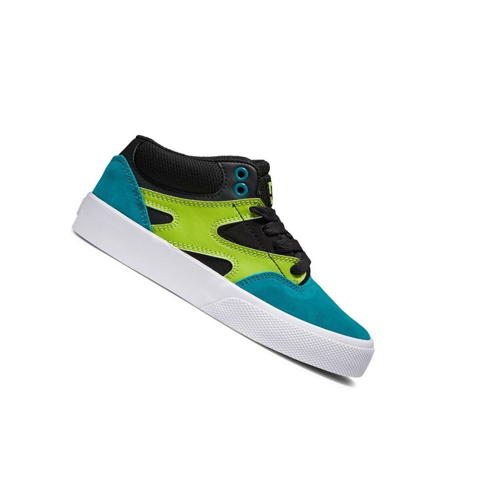 Enfant Black Green Orange Chaussure Skate DC Kalis Vulc Mid - france ZBP-9228709