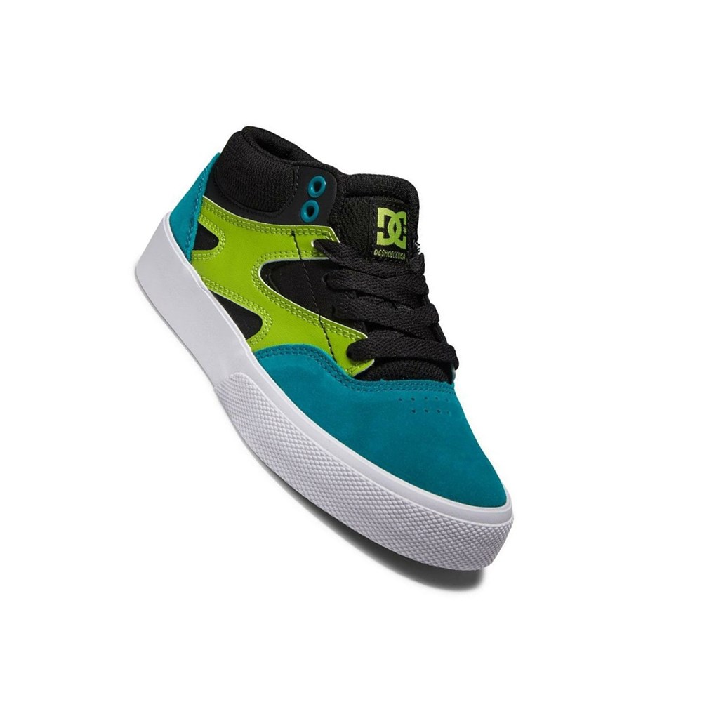 Enfant Black Green Orange Chaussure Skate DC Kalis Vulc Mid - france ZBP-9228709