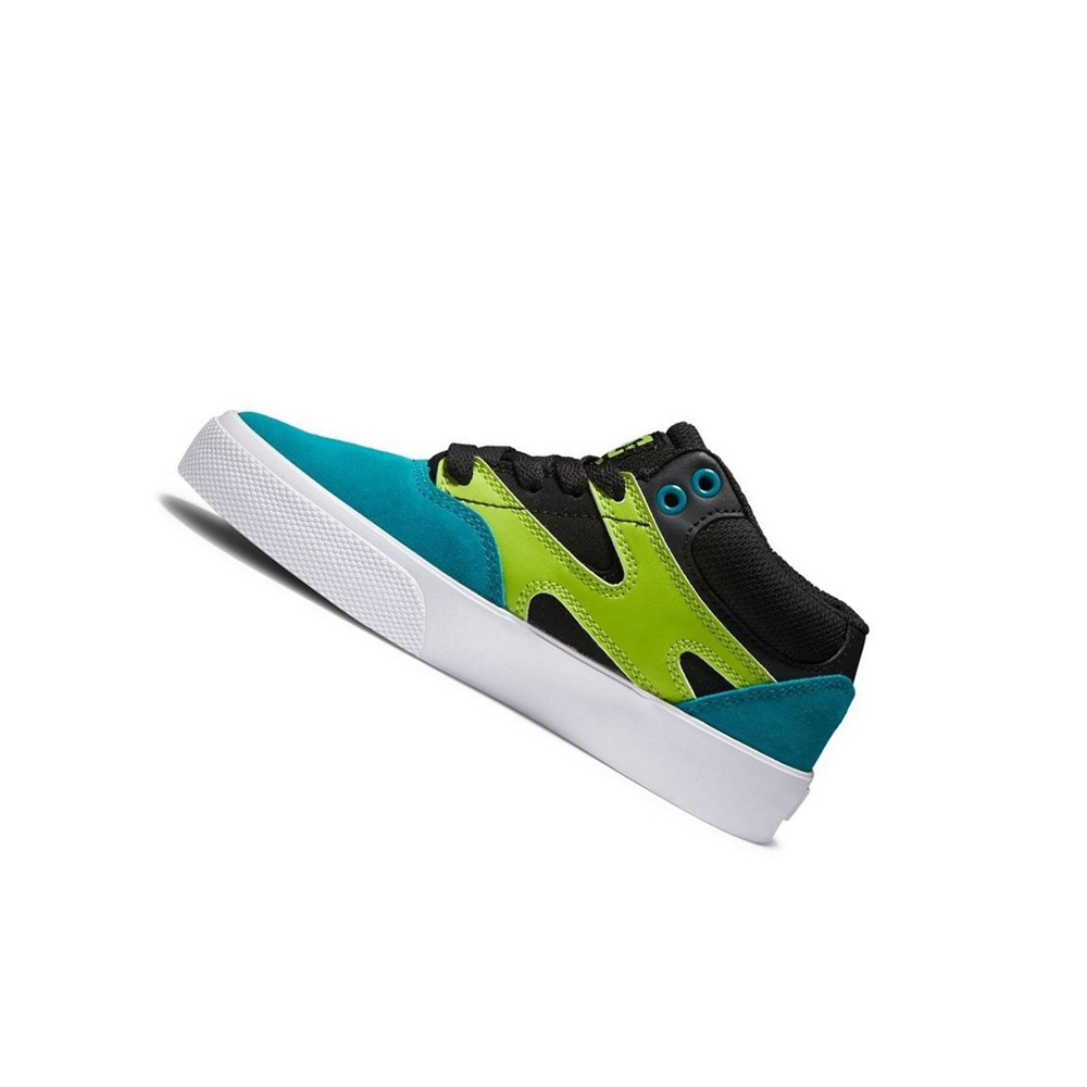 Enfant Black Green Orange Chaussure Skate DC Kalis Vulc Mid - france ZBP-9228709