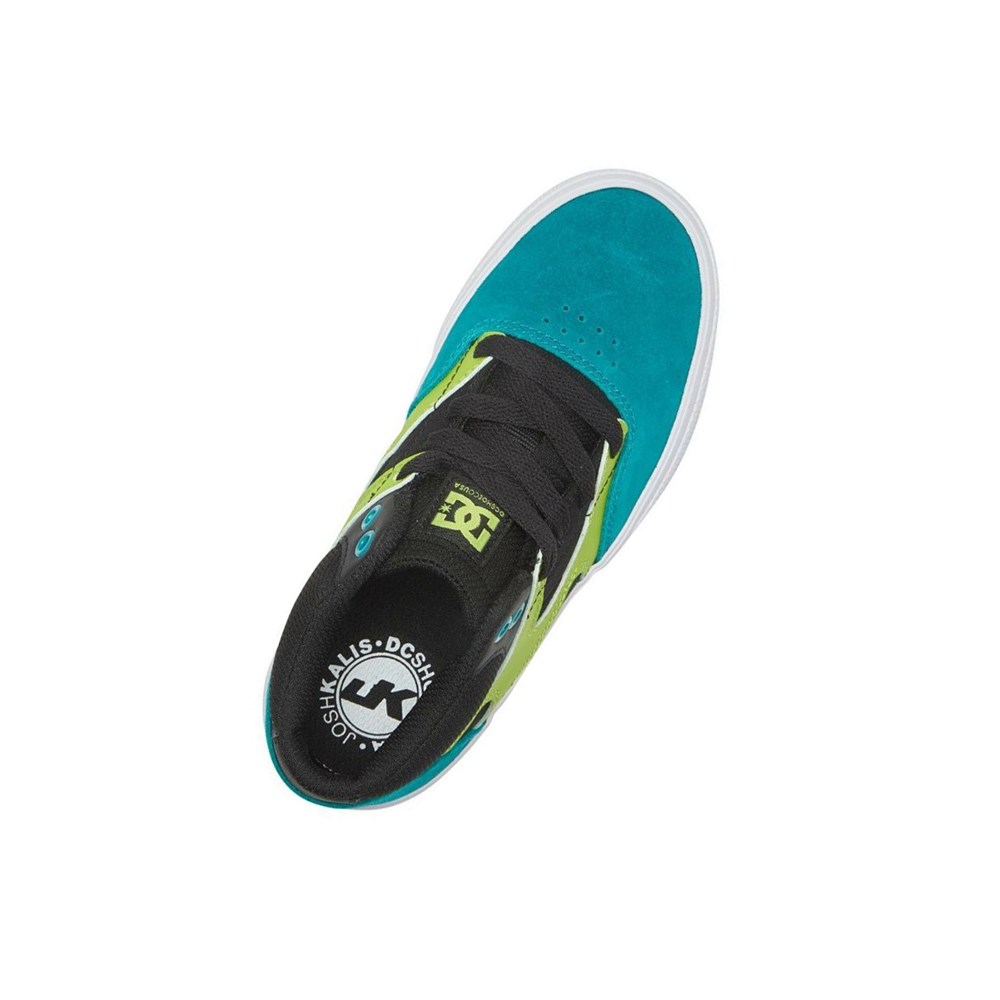 Enfant Black Green Orange Chaussure Skate DC Kalis Vulc Mid - france ZBP-9228709