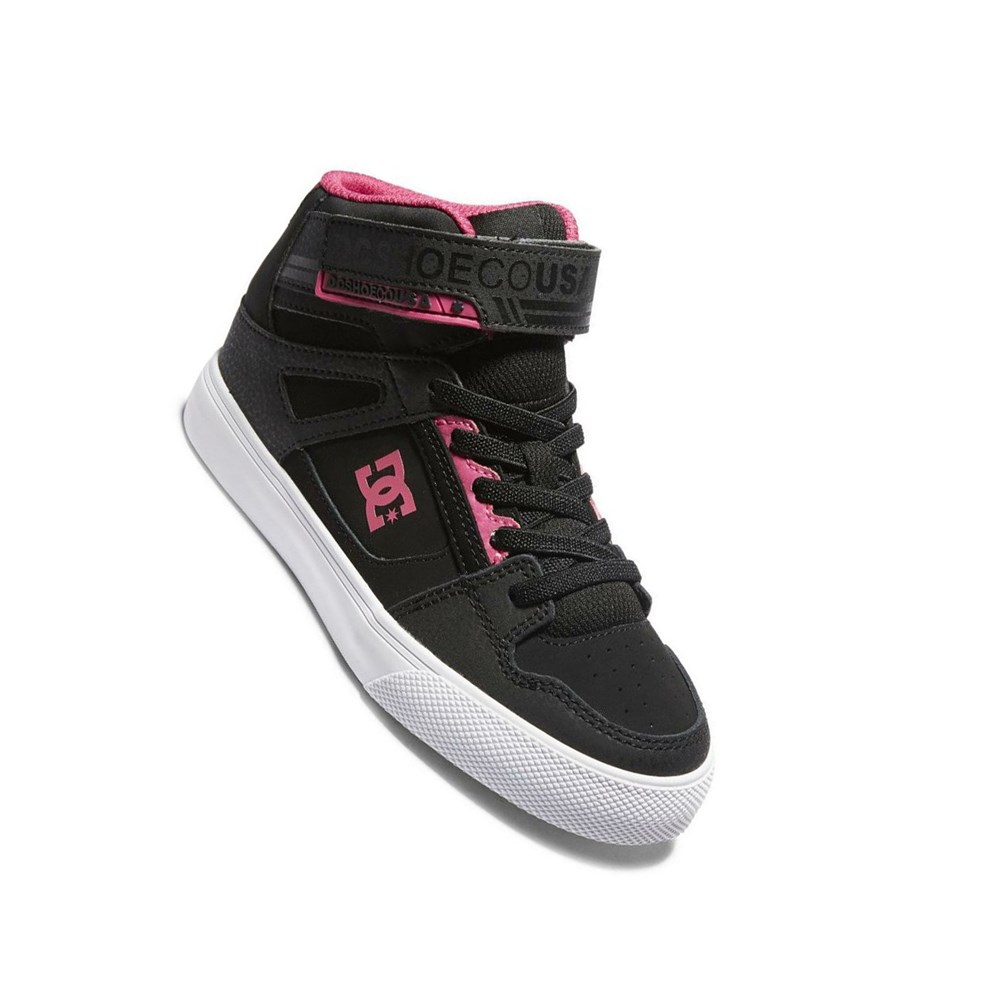 Enfant Black Pink Black Basket DC Pure High Elastic Lace High-Top - france VYZ-2278534